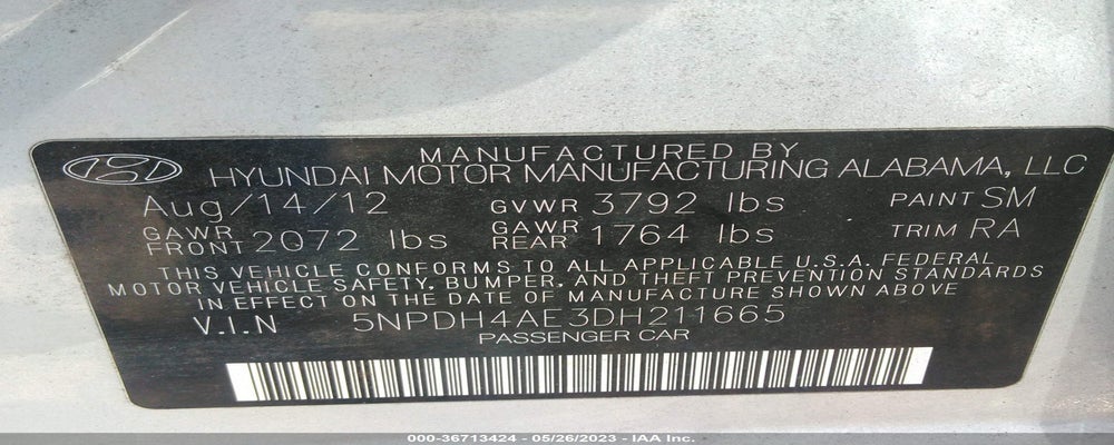 5NPDH4AE3DH211665 2013 HYUNDAI ELANTRA photo no. 9