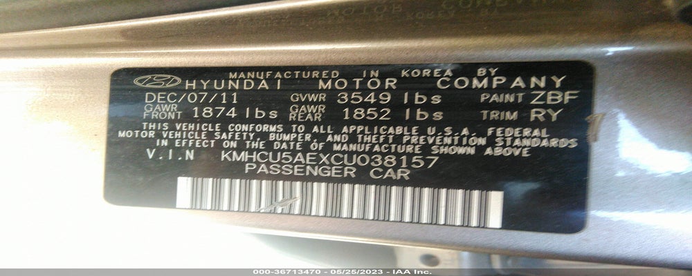 KMHCU5AEXCU038157 2012 HYUNDAI ACCENT photo no. 9