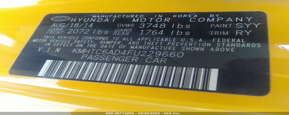 KMHTC6AD4FU229660 2015 HYUNDAI VELOSTER photo no. 9