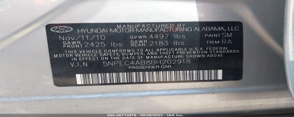5NPEC4AB8BH202918 2011 HYUNDAI SONATA photo no. 9