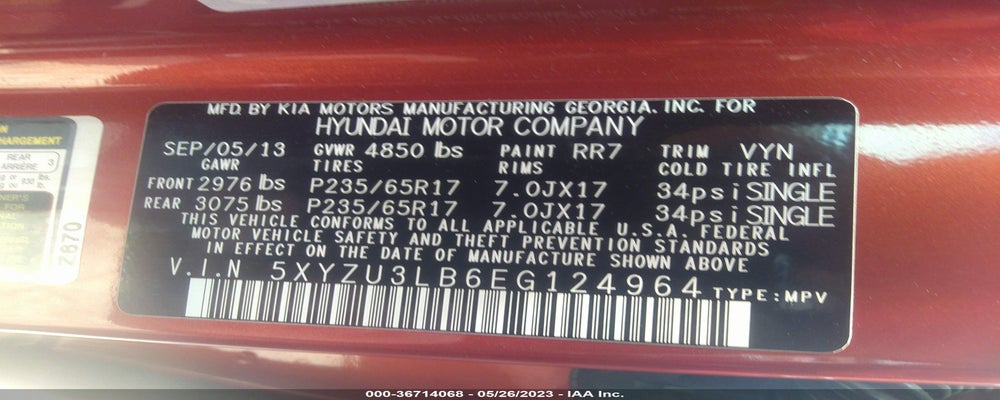 5XYZU3LB6EG124964 2014 HYUNDAI SANTA FE SPORT photo no. 9