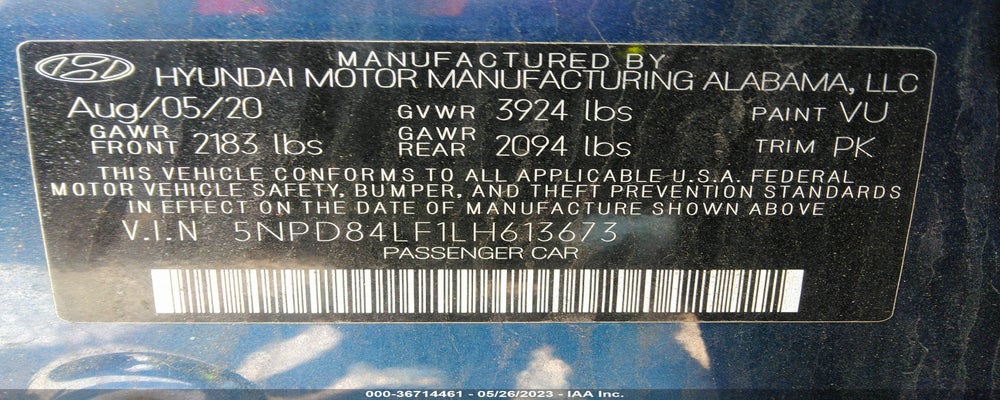 5NPD84LF1LH613673 2020 HYUNDAI ELANTRA photo no. 9