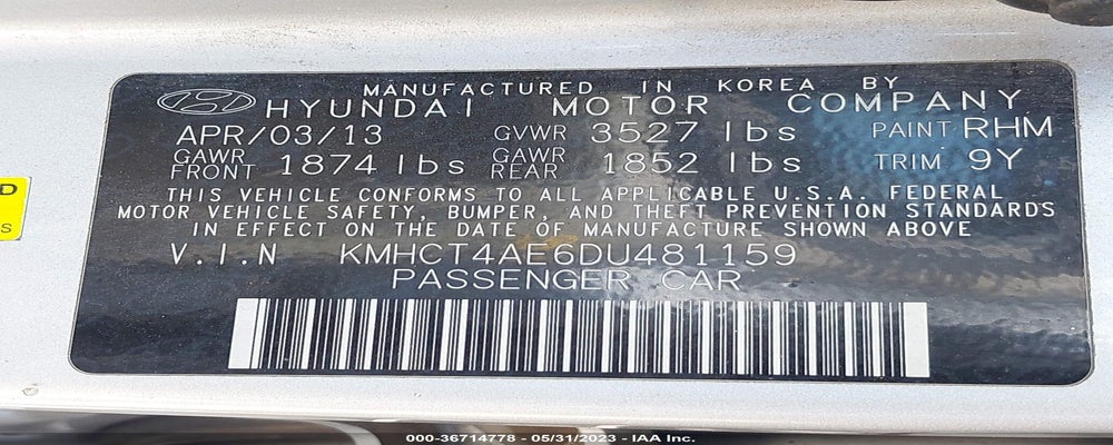 KMHCT4AE6DU481159 2013 HYUNDAI ACCENT photo no. 9