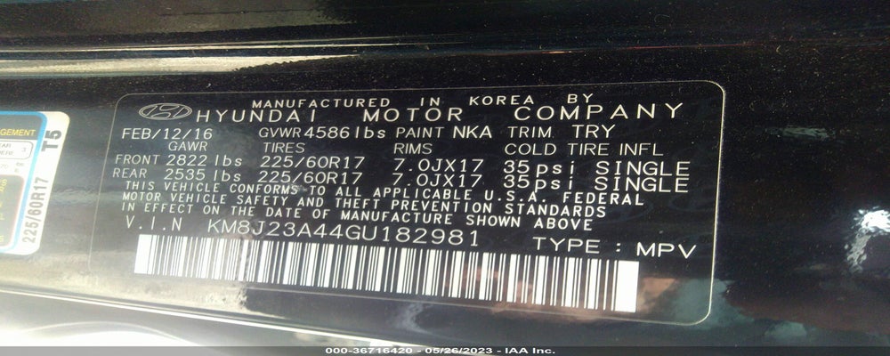KM8J23A44GU182981 2016 HYUNDAI TUCSON photo no. 9