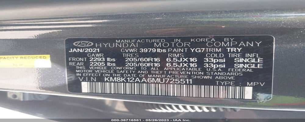 KM8K12AA6MU725511 2021 HYUNDAI KONA photo no. 9