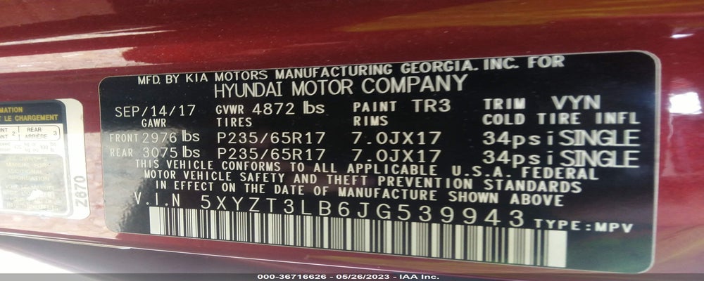 5XYZT3LB6JG539943 2018 HYUNDAI SANTA FE SPORT photo no. 9