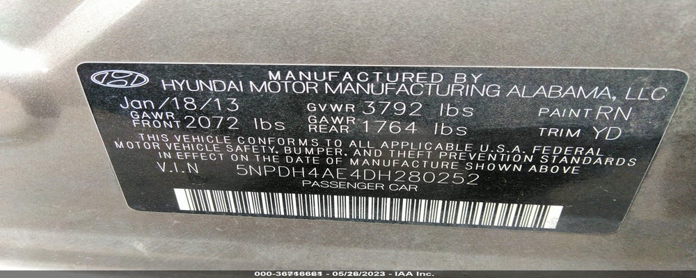 5NPDH4AE4DH280252 2013 HYUNDAI ELANTRA photo no. 9