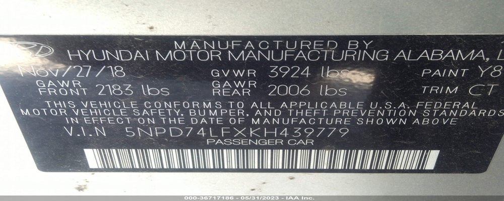 5NPD74LFXKH439779 2019 HYUNDAI ELANTRA photo no. 9