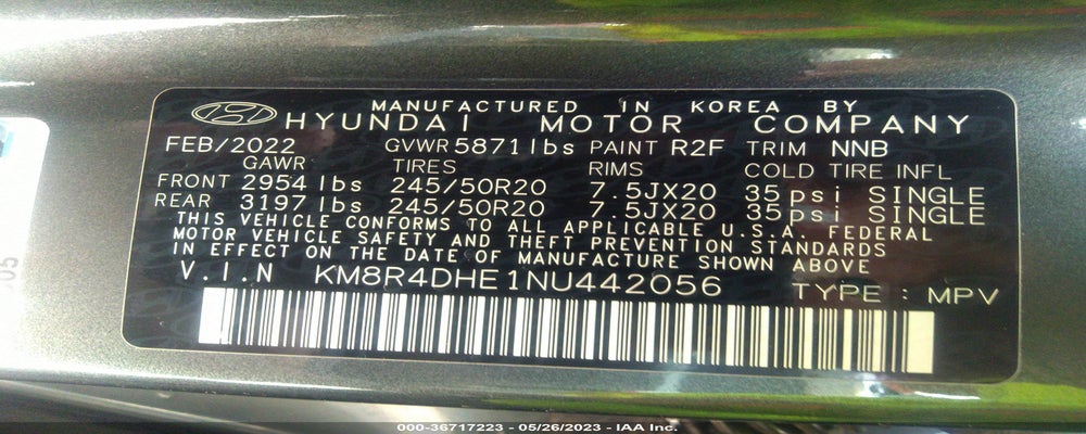 KM8R4DHE1NU442056 2022 HYUNDAI PALISADE photo no. 9