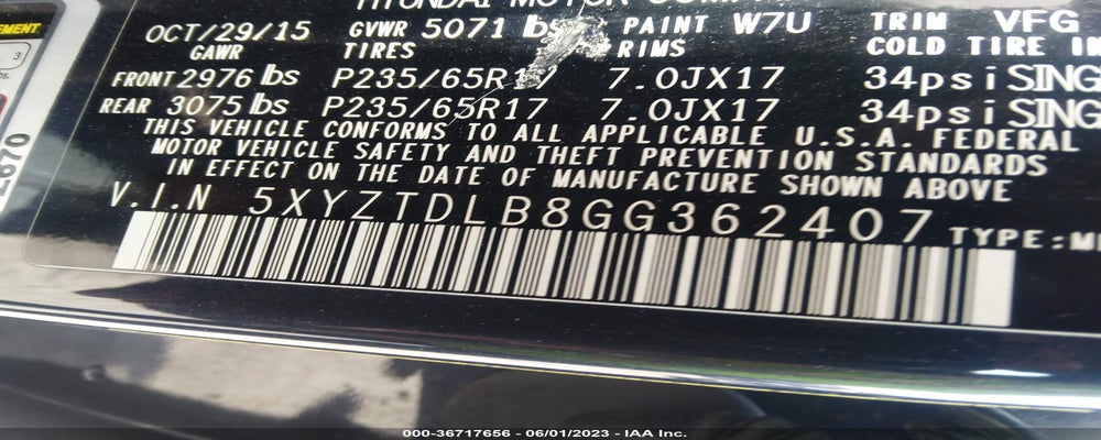 5XYZTDLB8GG362407 2016 HYUNDAI SANTA FE SPORT photo no. 9