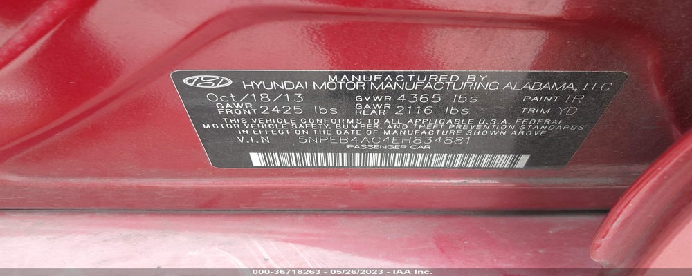 5NPEB4AC4EH834881 2014 HYUNDAI SONATA photo no. 9