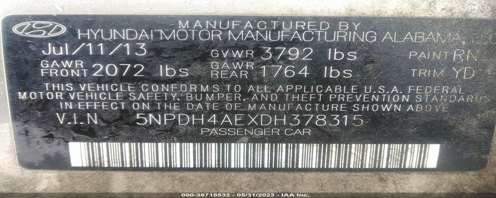 5NPDH4AEXDH378315 2013 HYUNDAI ELANTRA photo no. 9