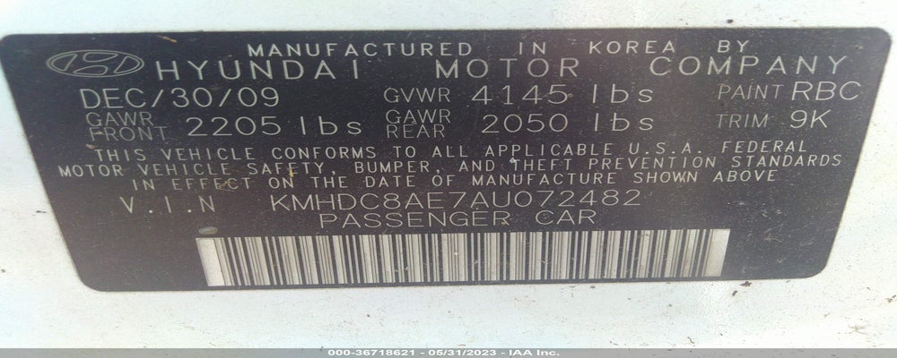 KMHDC8AE7AU072482 2010 HYUNDAI ELANTRA TOURING photo no. 9