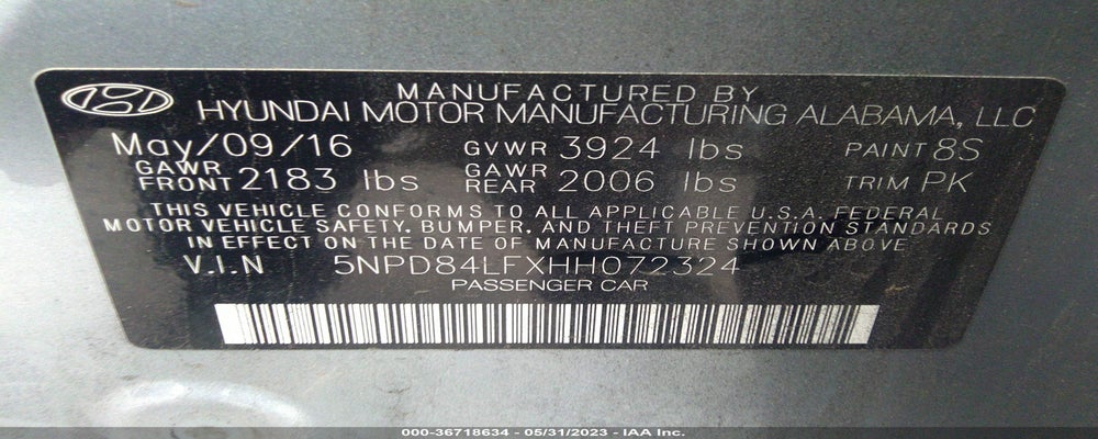 5NPD84LFXHH072324 2017 HYUNDAI ELANTRA photo no. 9