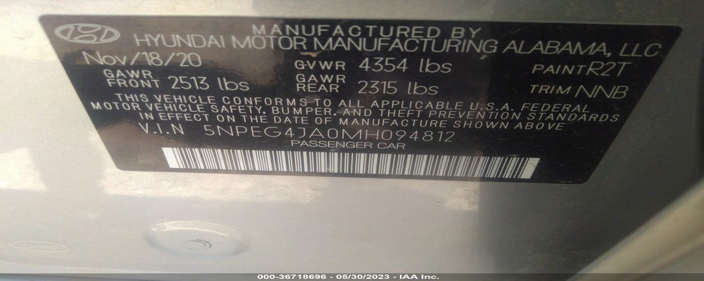 5NPEG4JA0MH094812 2021 HYUNDAI SONATA photo no. 9