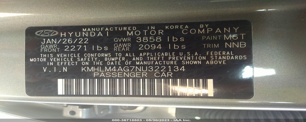 KMHLM4AG7NU322134 2022 HYUNDAI ELANTRA photo no. 9