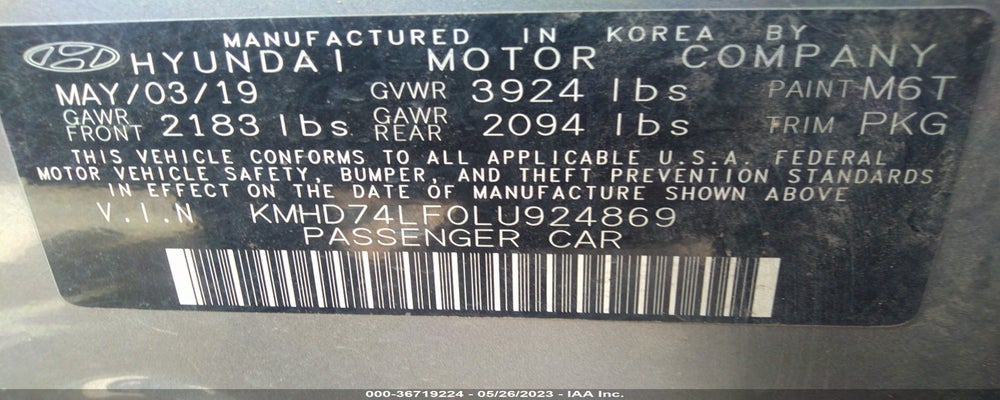 KMHD74LF0LU924869 2020 HYUNDAI ELANTRA photo no. 9