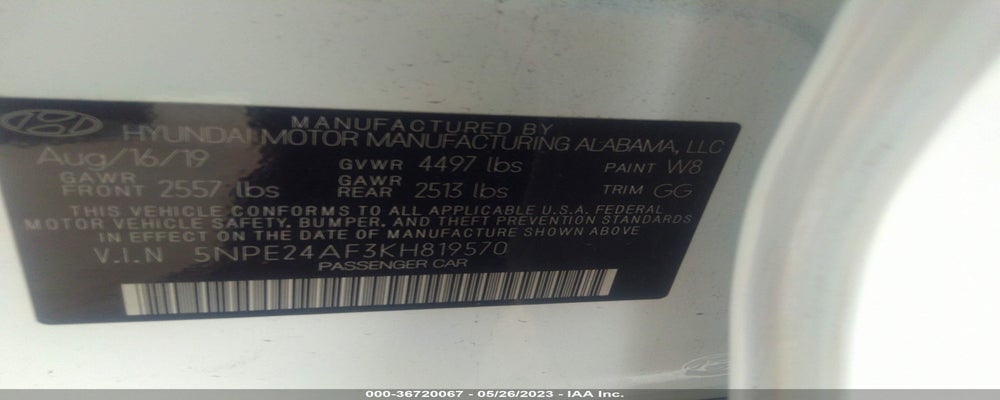 5NPE24AF3KH819570 2019 HYUNDAI SONATA photo no. 9
