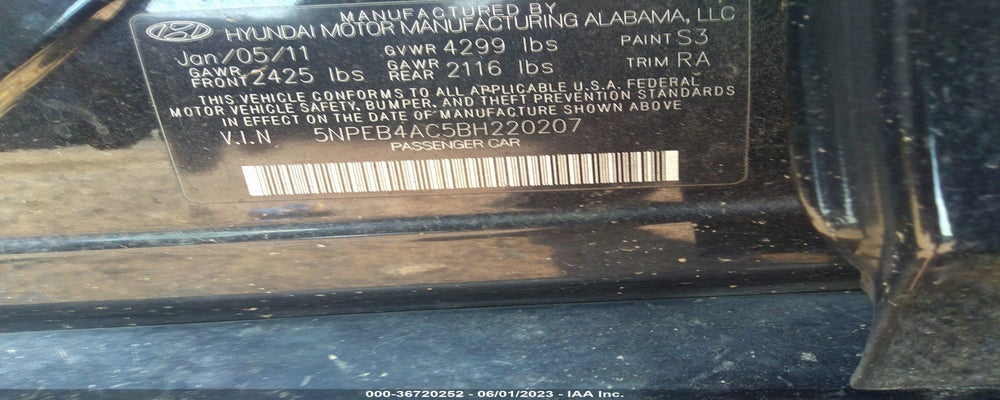5NPEB4AC5BH220207 2011 HYUNDAI SONATA photo no. 9