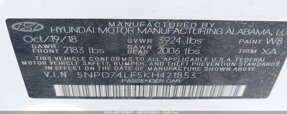 5NPD74LF5KH421853 2019 HYUNDAI ELANTRA photo no. 9