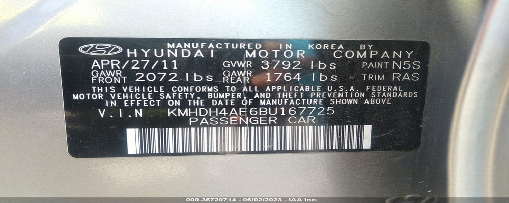 KMHDH4AE6BU167725 2011 HYUNDAI ELANTRA photo no. 9