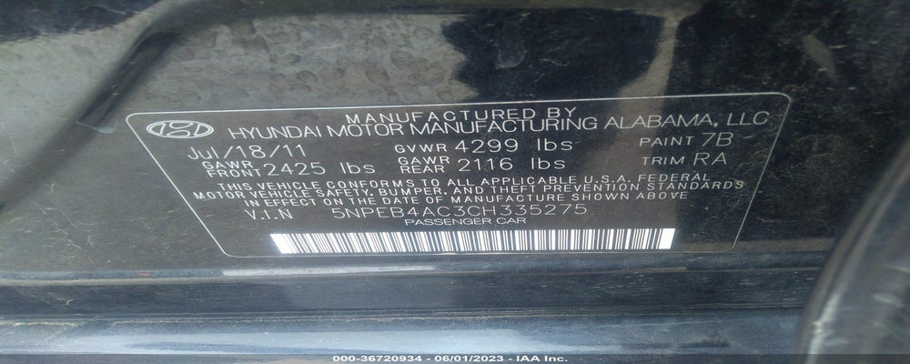5NPEB4AC3CH335275 2012 HYUNDAI SONATA photo no. 9