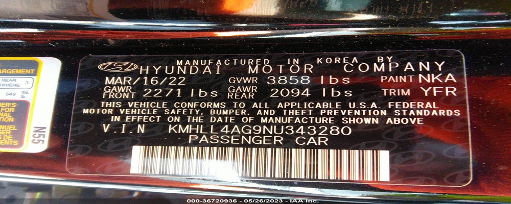 KMHLL4AG9NU343280 2022 HYUNDAI ELANTRA photo no. 9
