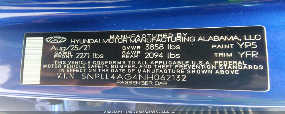 5NPLL4AG4NH062132 2022 HYUNDAI ELANTRA photo no. 9