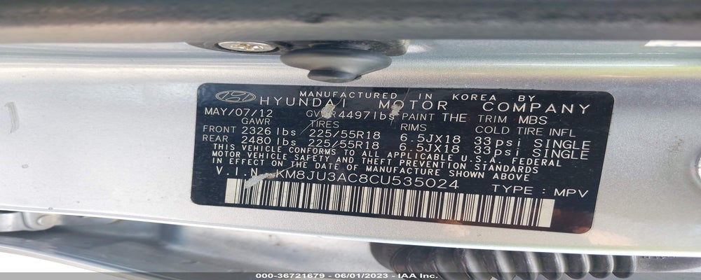 KM8JU3AC8CU535024 2012 HYUNDAI TUCSON photo no. 9