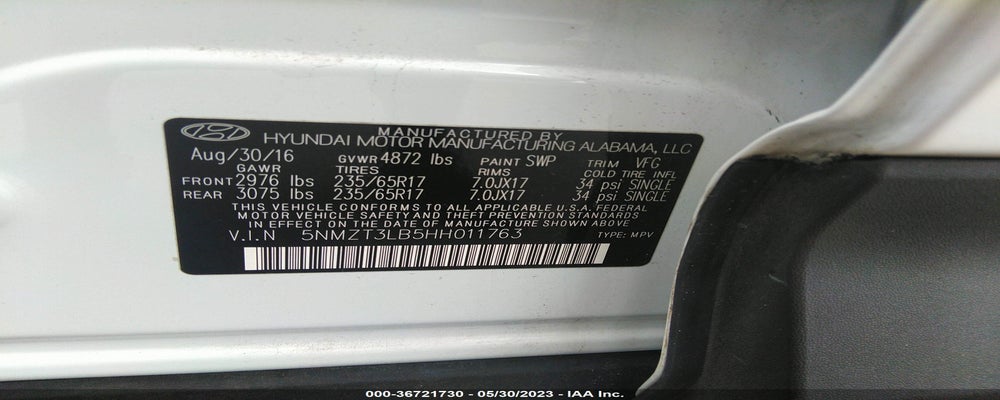 5NMZT3LB5HH011763 2017 HYUNDAI SANTA FE SPORT photo no. 9