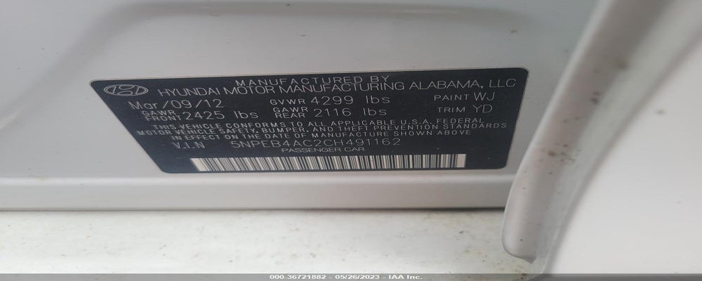 5NPEB4AC2CH491162 2012 HYUNDAI SONATA photo no. 9