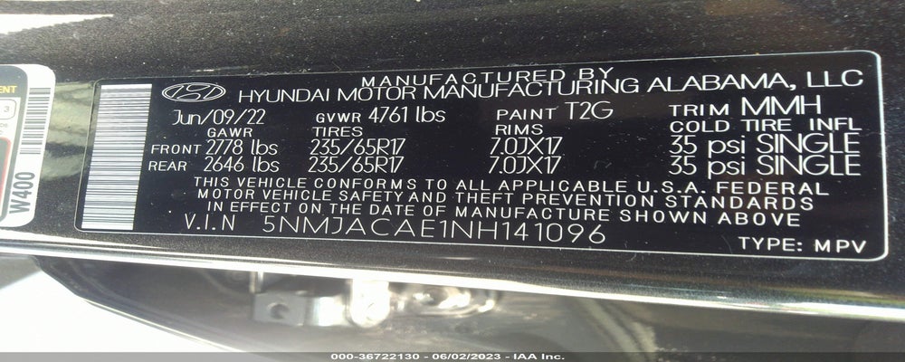 5NMJACAE1NH141096 2022 HYUNDAI TUCSON photo no. 9