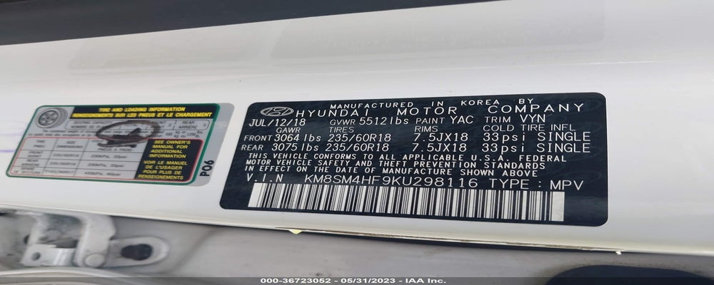 KM8SM4HF9KU298116 2019 HYUNDAI SANTA FE XL photo no. 9