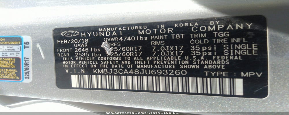 KM8J3CA48JU693260 2018 HYUNDAI TUCSON photo no. 9