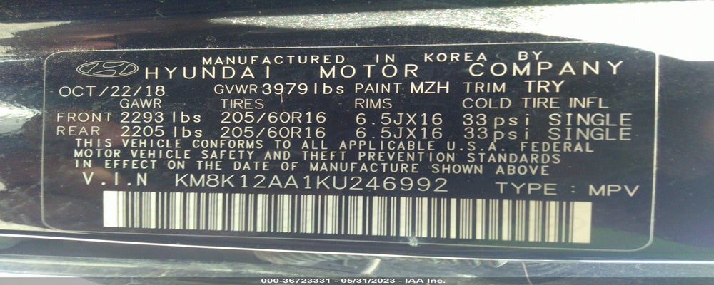 KM8K12AA1KU246992 2019 HYUNDAI KONA photo no. 9