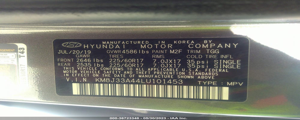 KM8J33A44LU101453 2020 HYUNDAI TUCSON photo no. 9