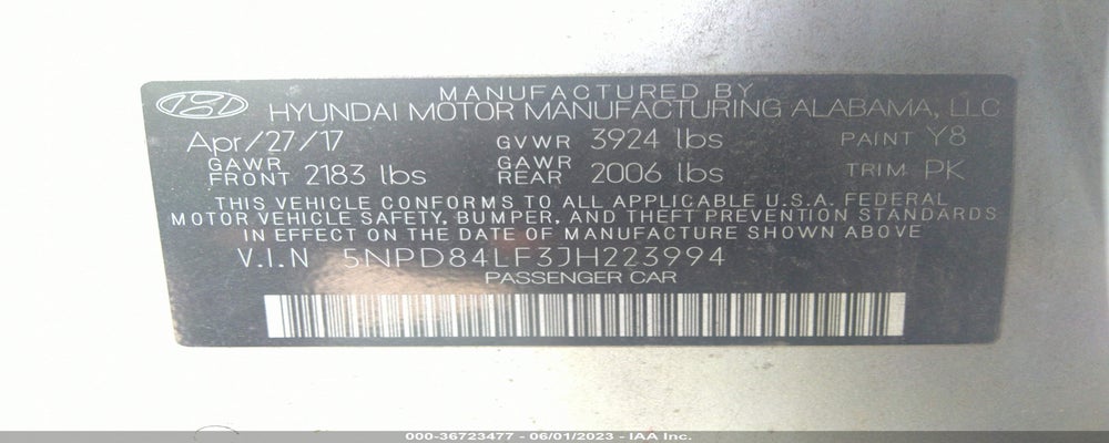 5NPD84LF3JH223994 2018 HYUNDAI ELANTRA photo no. 9