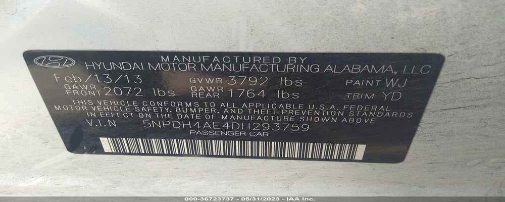 5NPDH4AE4DH293759 2013 HYUNDAI ELANTRA photo no. 9