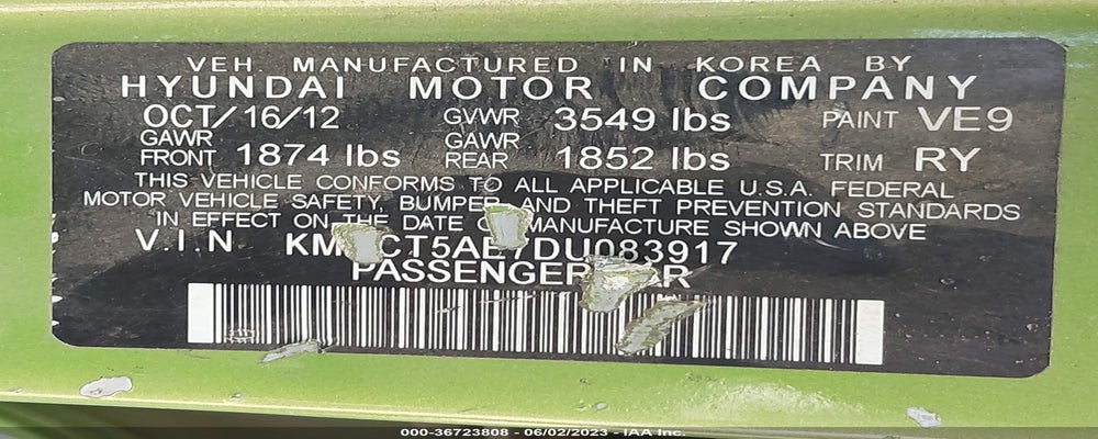 KMHCT5AE7DU083917 2013 HYUNDAI ACCENT photo no. 9