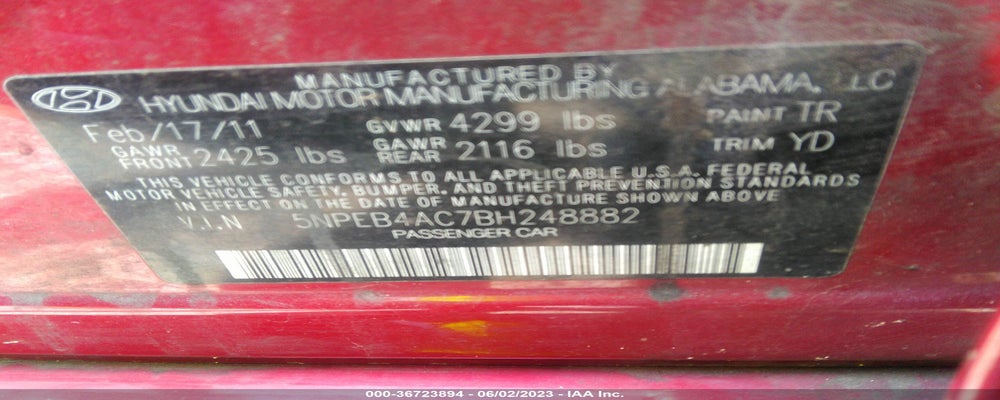 5NPEB4AC7BH248882 2011 HYUNDAI SONATA photo no. 9