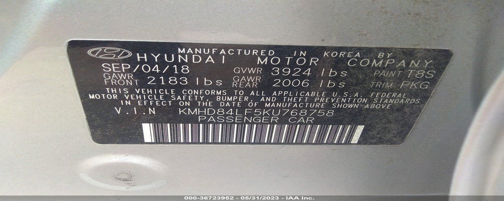 KMHD84LF5KU768758 2019 HYUNDAI ELANTRA photo no. 9