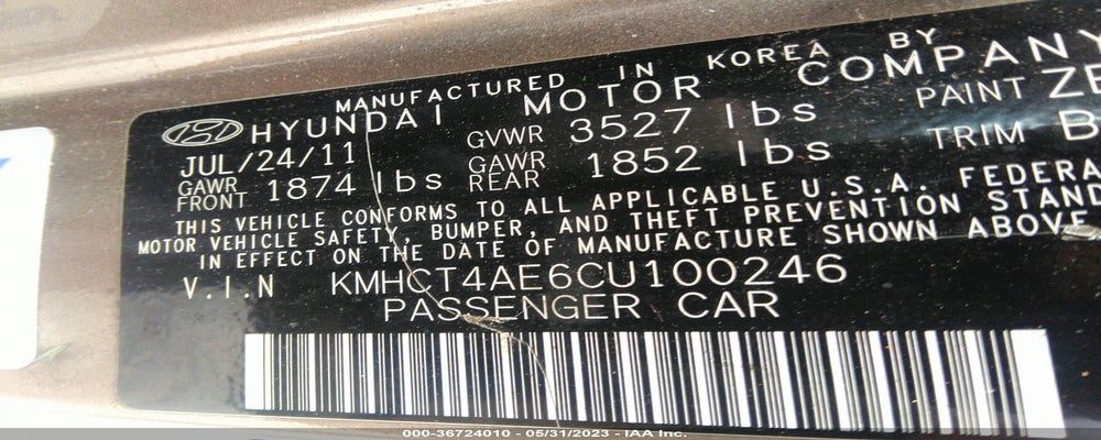 KMHCT4AE6CU100246 2012 HYUNDAI ACCENT photo no. 9