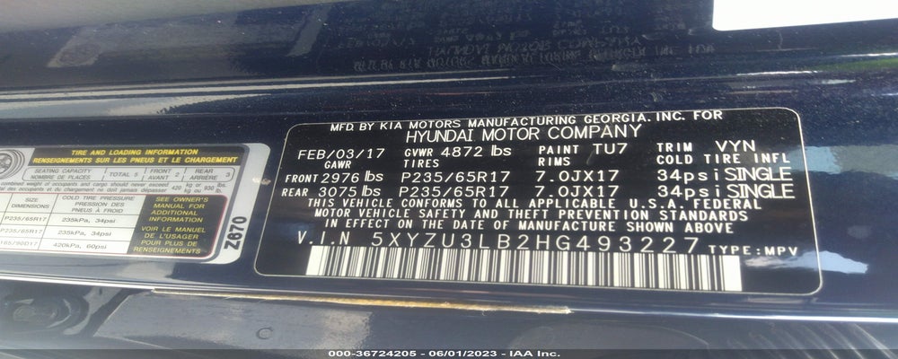 5XYZU3LB2HG493227 2017 HYUNDAI SANTA FE SPORT photo no. 9