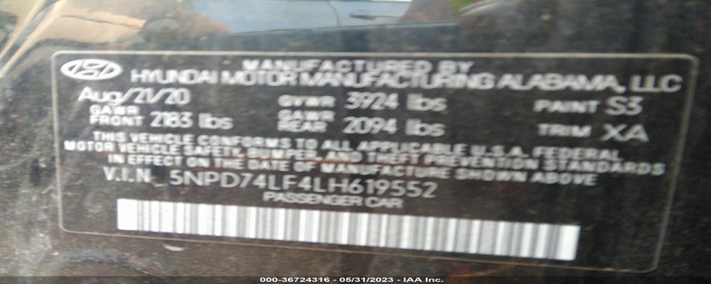 5NPD74LF4LH619552 2020 HYUNDAI ELANTRA photo no. 9