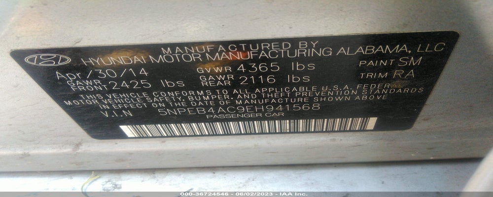 5NPEB4AC9EH941568 2014 HYUNDAI SONATA photo no. 9