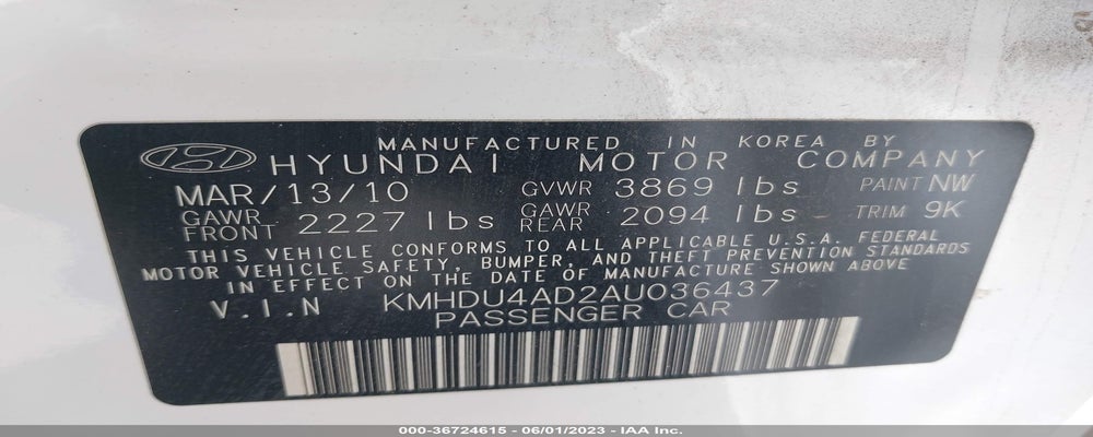 KMHDU4AD2AU036437 2010 HYUNDAI ELANTRA photo no. 9