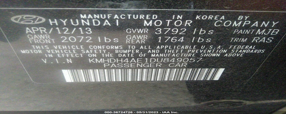 KMHDH4AE1DU849057 2013 HYUNDAI ELANTRA photo no. 9