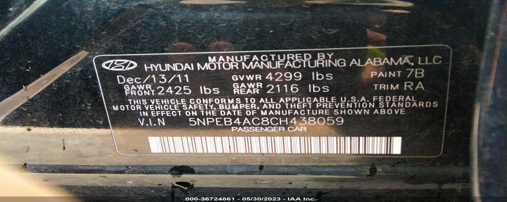 5NPEB4AC8CH438059 2012 HYUNDAI SONATA photo no. 9