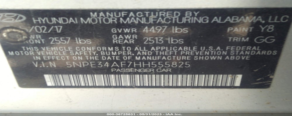 5NPE34AF7HH555825 2017 HYUNDAI SONATA photo no. 9