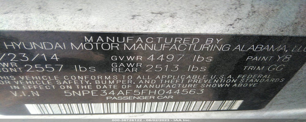 5NPE34AF5FH044563 2015 HYUNDAI SONATA photo no. 9